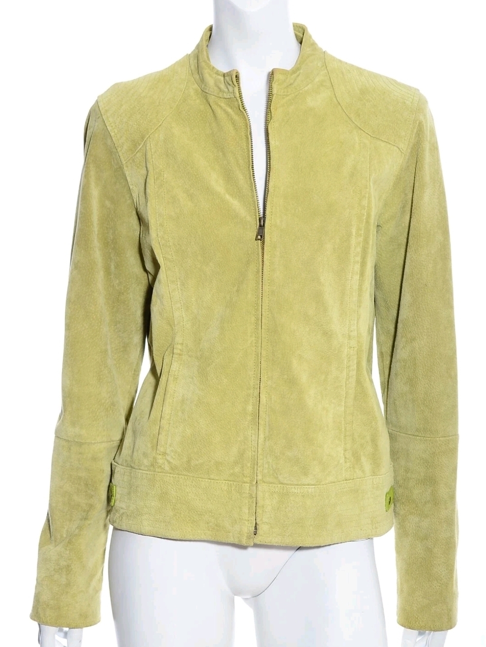 Ruff Hewn Light Green Suede Zip-Front Jacket